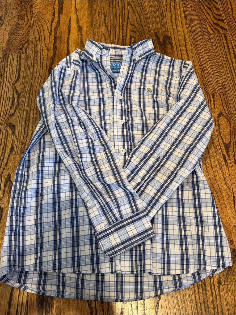 Boys J Bailey White and Blue Plaid Button-Down Shirt size 8